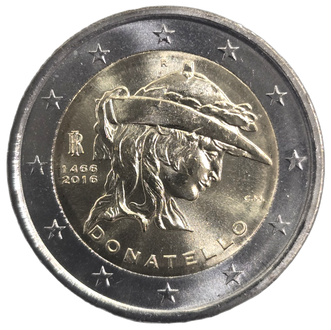 2 euros conmemorativa 550 Aniversario de la Muerte de Donatello